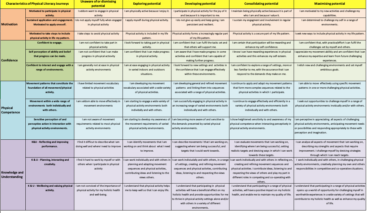 Charting Physical Literacy Journey Tool